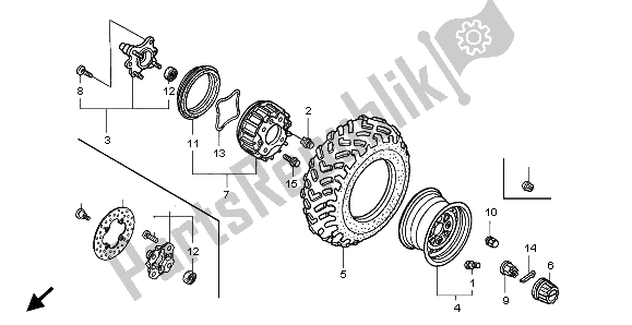 All parts for the Front Wheel of the Honda TRX 500 FA Fourtrax Foreman 2001