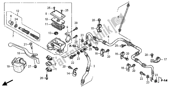Wszystkie części do G?ówny Cylinder Hamulca Przedniego Honda TRX 500 FA Fourtrax Foreman Rubicon 2013