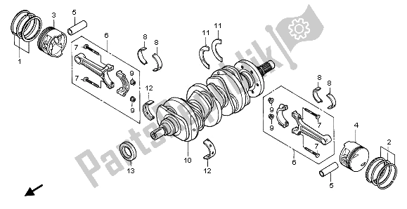 Todas as partes de Virabrequim E Pistão do Honda GL 1500 SE 1997