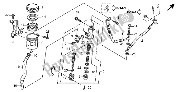 All parts for the Rr. Brake Master Cylinder of the Honda ST 1300A 2010