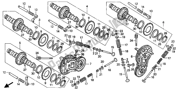 Alle onderdelen voor de Nokkenas & Klep van de Honda VFR 400R3 1991