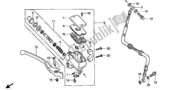 All parts for the Fr. Brake Master Cylinder of the Honda VF 750C 1994