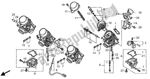 Alle onderdelen voor de Carburateur (onderdelen) van de Honda CBF 600 NA 2005