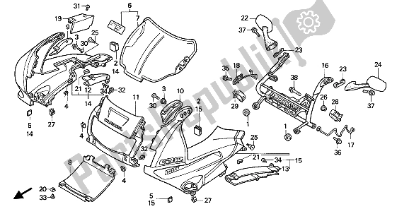 Tutte le parti per il Cappuccio Superiore del Honda CBR 600F 1991