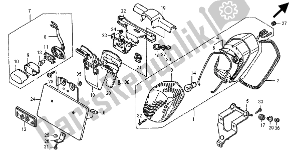 All parts for the Taillight of the Honda VT 750C 2000