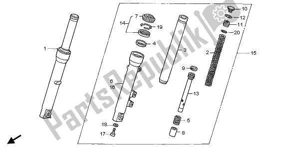 All parts for the Front Fork of the Honda SH 125 2008