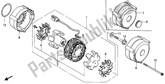 Alle onderdelen voor de Generator van de Honda CB 750 1992