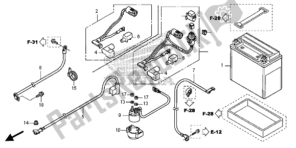 All parts for the Battery of the Honda TRX 420 FE Fourtrax Rancher 4X4 ES 2013