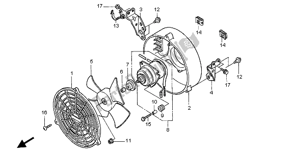 Wszystkie części do Wentylator Ch? Odz? Cy Honda TRX 400 FW Fourtrax Foreman 2002