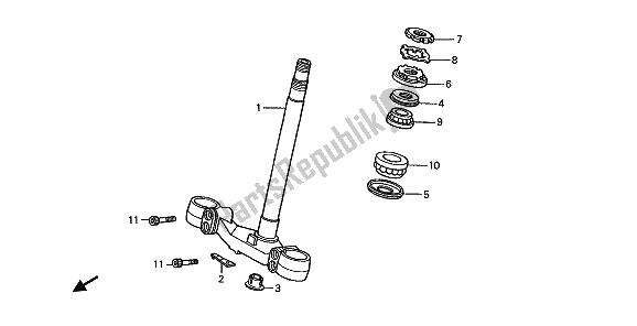 All parts for the Steering Stem of the Honda ST 1100A 1993