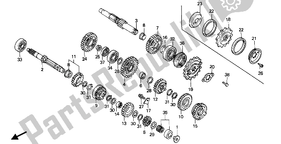 All parts for the Transmission of the Honda XBR 500S 1987