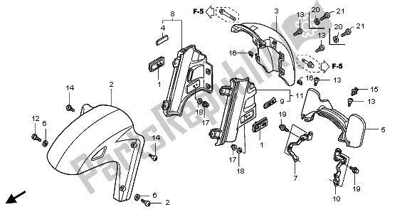 All parts for the Front Fender of the Honda GL 1800 2008