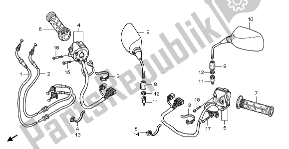 Tutte le parti per il Interruttore E Cavo E Specchio del Honda NSS 250A 2011