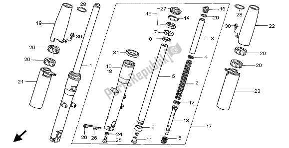 All parts for the Front Fork of the Honda VT 750C 1998