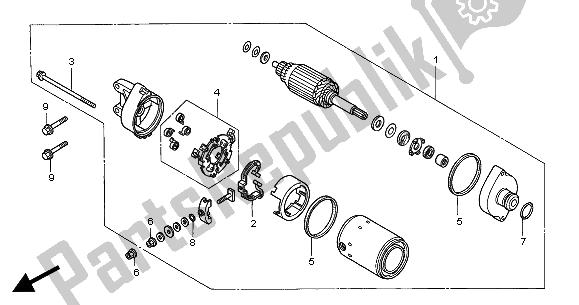 All parts for the Starting Motor of the Honda XL 1000V 2000