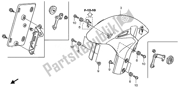 Tutte le parti per il Parafango Anteriore del Honda VFR 1200 FDA 2010