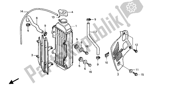 Todas as partes de Radiador do Honda CR 80R 1989