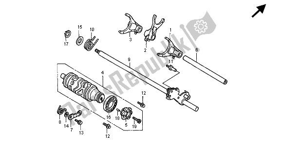 All parts for the Gearshift Drum of the Honda CB 900F Hornet 2005