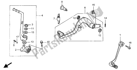 All parts for the Pedal of the Honda CR 85 RB LW 2006