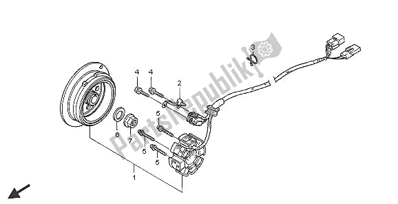 All parts for the Generator of the Honda CRF 250X 2005