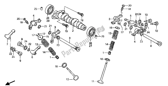 Todas las partes para árbol De Levas Y Válvula de Honda XR 250R 1987