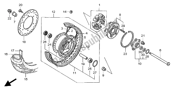 All parts for the Rear Wheel of the Honda VTX 1300S 2004