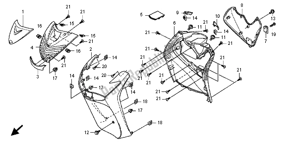 Toutes les pièces pour le Couverture Avant du Honda SH 150R 2012