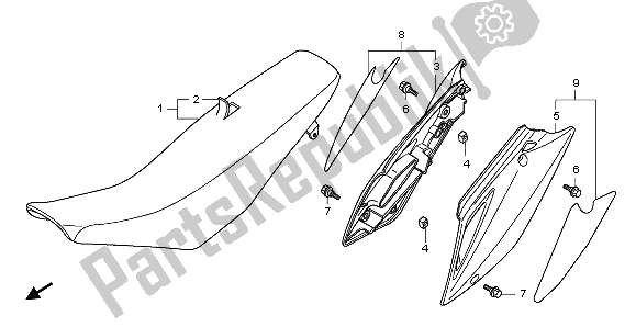 All parts for the Seat & Side Cover of the Honda CRF 150 RB LW 2009