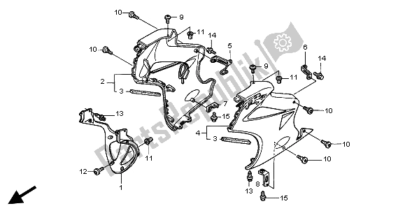 All parts for the Lower Cowl of the Honda VFR 800A 2004