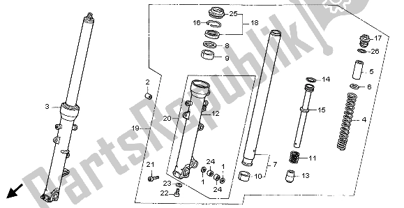 All parts for the Front Fork of the Honda XL 1000V 1999