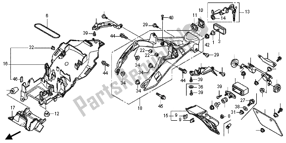 All parts for the Rear Fender of the Honda VFR 1200 FD 2013