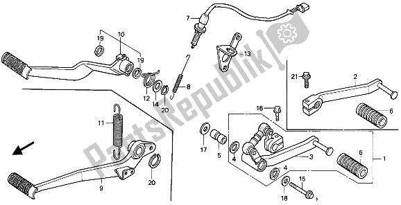 All parts for the Brake Pedal & Change Pedal of the Honda CBR 1000F 1988