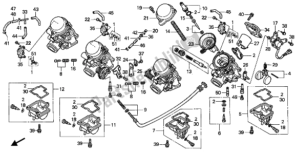 All parts for the Carburetor (component Parts) of the Honda CBR 1000F 1993