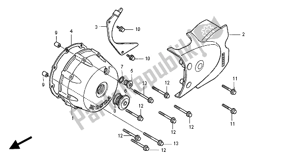 Alle onderdelen voor de Linker Carterdeksel van de Honda VT 125C2 2000