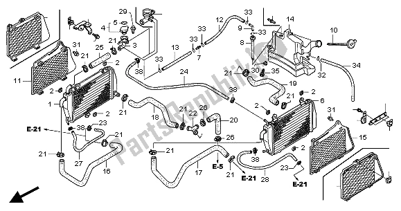 All parts for the Radiator of the Honda GL 1800A 2004