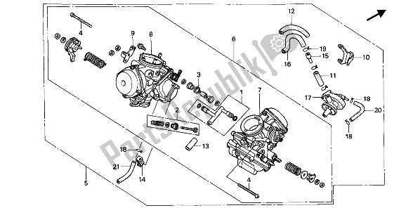 Todas las partes para Carburador (montaje) de Honda VT 1100C 1988