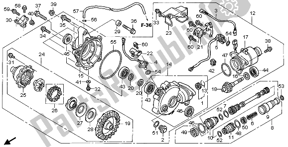 All parts for the Front Final Gear of the Honda TRX 680 FA Fourtrax Rincon 2009