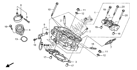 All parts for the Rear Cylinder Head of the Honda NT 700 VA 2007