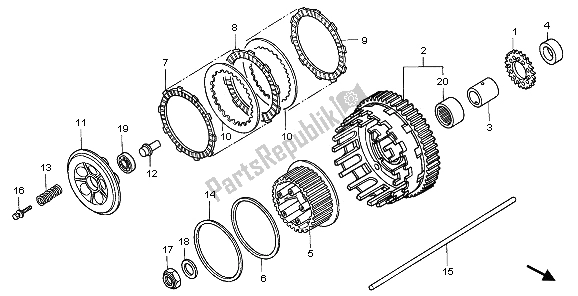 All parts for the Clutch of the Honda VFR 800 2006