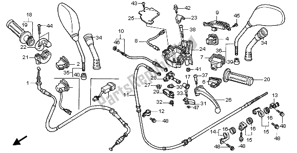 Alle onderdelen voor de Handvat Hendel & Schakelaar Kabel van de Honda NES 150 2006