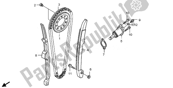 All parts for the Cam Chain & Tensioner of the Honda TRX 700 XX 2011