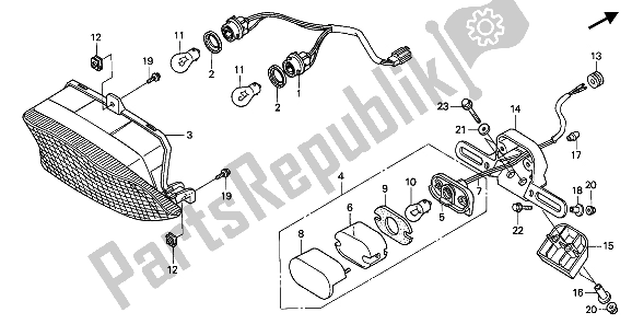 All parts for the Taillight of the Honda CBR 1000F 1993