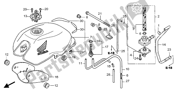 Alle onderdelen voor de Benzinetank van de Honda CBF 600 NA 2005