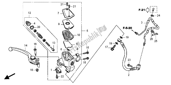 Tutte le parti per il Pompa Freno Anteriore del Honda VFR 1200F 2013