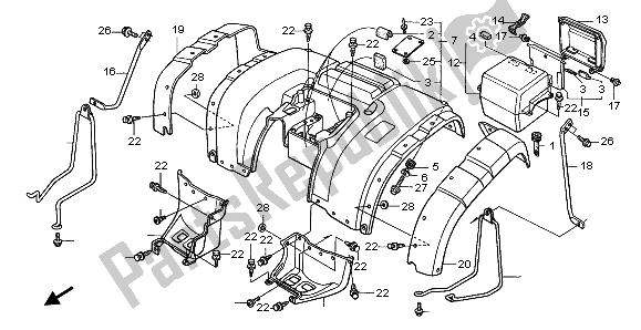 All parts for the Rear Fender of the Honda TRX 450 ES Foreman 2000