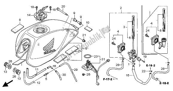 All parts for the Fuel Tank of the Honda CB 600F Hornet 2003