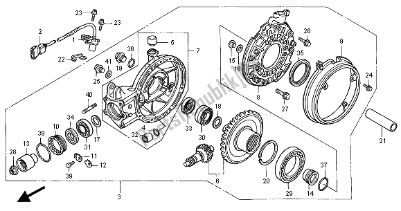 All parts for the Final Driven Gear of the Honda ST 1100A 2000