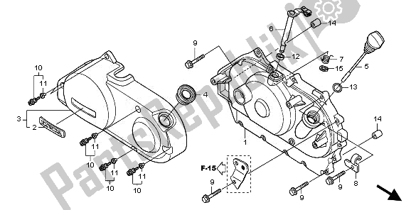 Alle onderdelen voor de Rechter Carterdeksel van de Honda VT 750C2S 2011