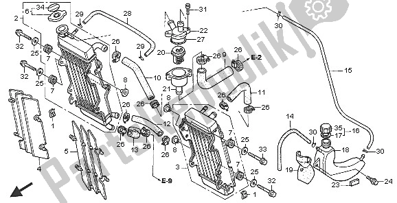 Todas las partes para Radiador Y Termostato de Honda XR 650R 2005