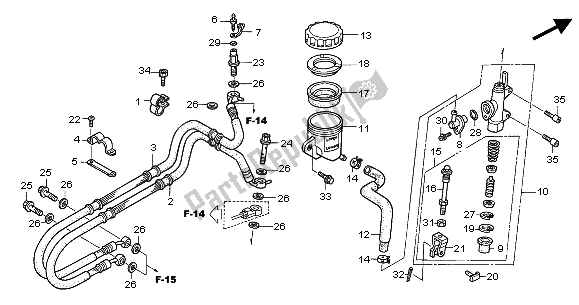 All parts for the Rr. Brake Master Cylinder of the Honda VFR 800 FI 2001